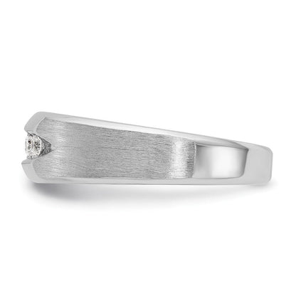 14K Weißgold Herren-Ring, poliert und satiniert, mit 0,25K Diamanten, komplett besetzt