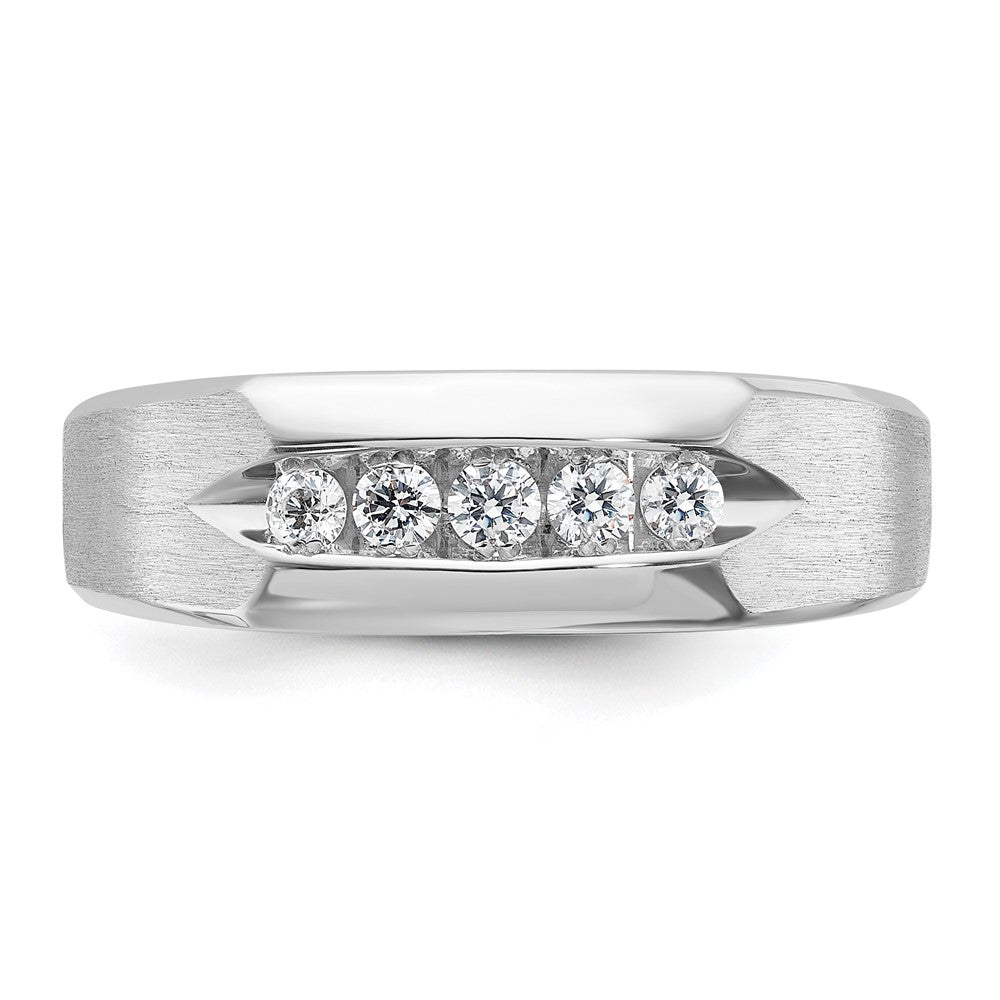 14K Weißgold Herren-Ring, poliert und satiniert, mit 0,25K Diamanten, komplett besetzt