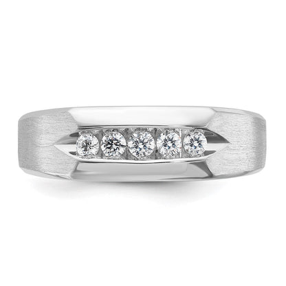 14K Weißgold Herren-Ring, poliert und satiniert, mit 0,25K Diamanten, komplett besetzt