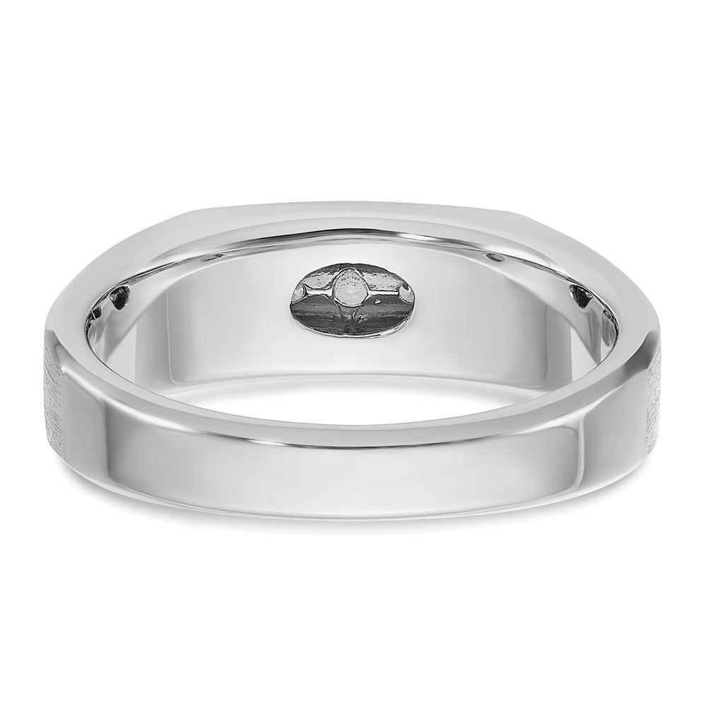 14K Weißgold Herren-Ring, poliert und satiniert, mit 0,25K Diamanten, komplett besetzt