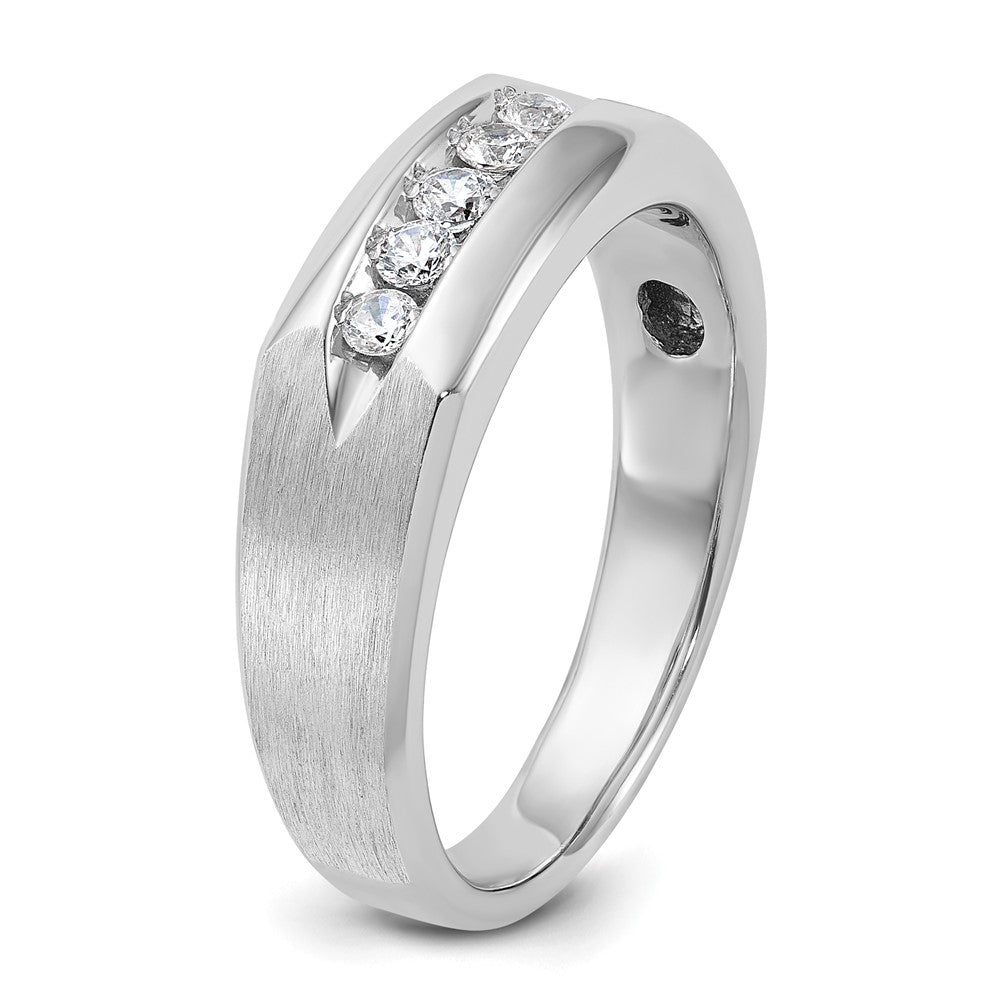 14K Weißgold Herren-Ring, poliert und satiniert, mit 0,25K Diamanten, komplett besetzt