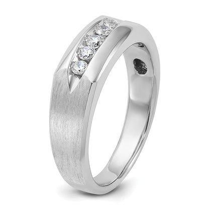 14K Weißgold Herren-Ring, poliert und satiniert, mit 0,25K Diamanten, komplett besetzt