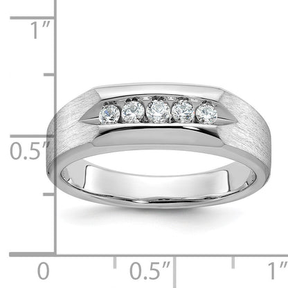 14K Weißgold Herren-Ring, poliert und satiniert, mit 0,25K Diamanten, komplett besetzt