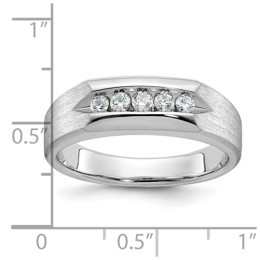 14K Weißgold Herren-Ring, poliert und satiniert, mit 0,25K Diamanten, komplett besetzt
