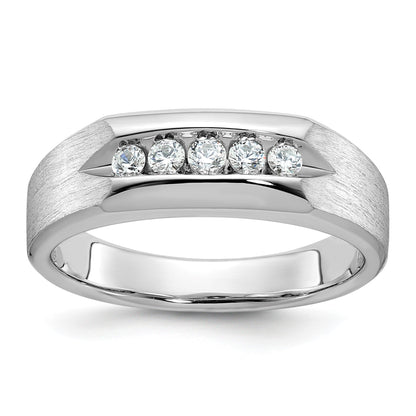 14K Weißgold Herren-Ring, poliert und satiniert, mit 0,25K Diamanten, komplett besetzt