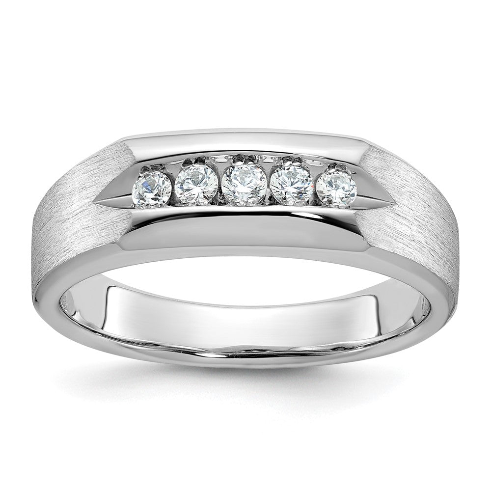 14K Weißgold Herren-Ring, poliert und satiniert, mit 0,25K Diamanten, komplett besetzt