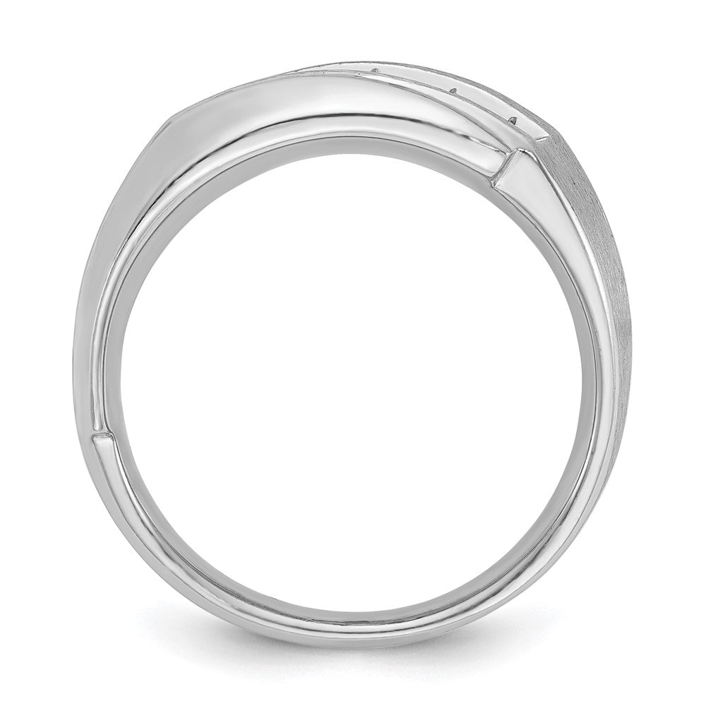 14K Weißgold Herren Ring, poliert und satiniert, mit 0,5K Diamanten, komplett besetzt