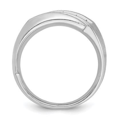 14K Weißgold Herren Ring, poliert und satiniert, mit 0,5K Diamanten, komplett besetzt