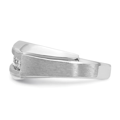 14K Weißgold Herren Ring, poliert und satiniert, mit 0,5K Diamanten, komplett besetzt
