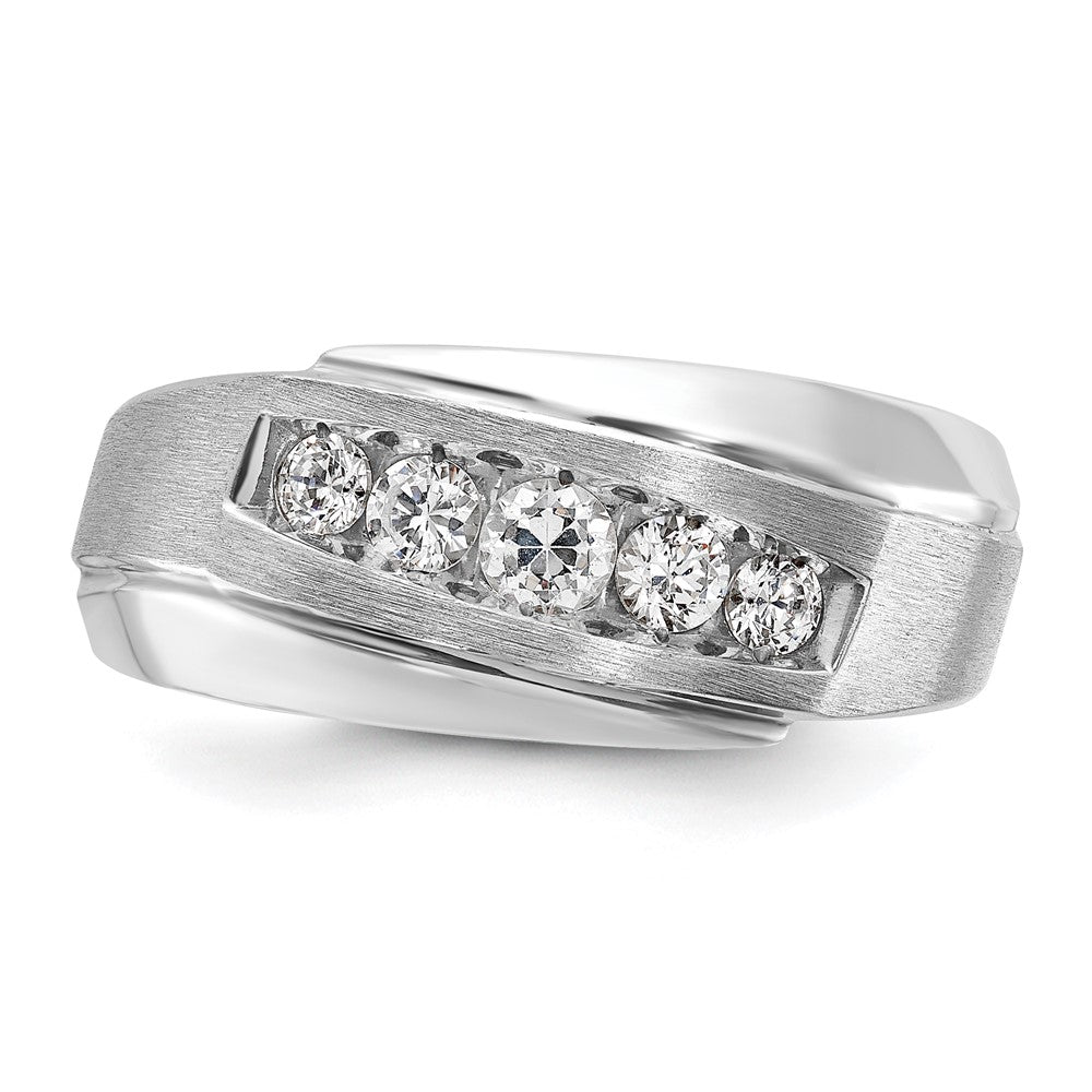 14K Weißgold Herren Ring, poliert und satiniert, mit 0,5K Diamanten, komplett besetzt