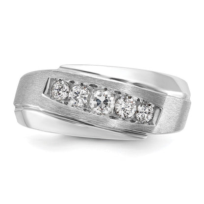 14K Weißgold Herren Ring, poliert und satiniert, mit 0,5K Diamanten, komplett besetzt