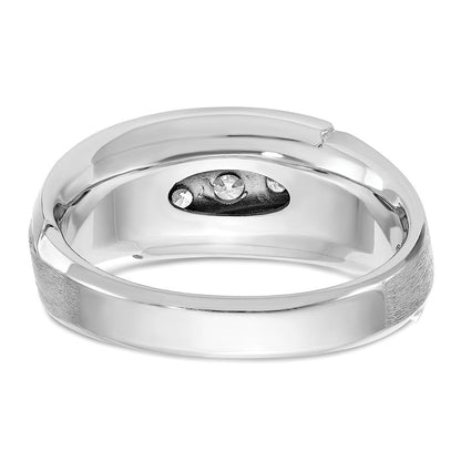 14K Weißgold Herren Ring, poliert und satiniert, mit 0,5K Diamanten, komplett besetzt