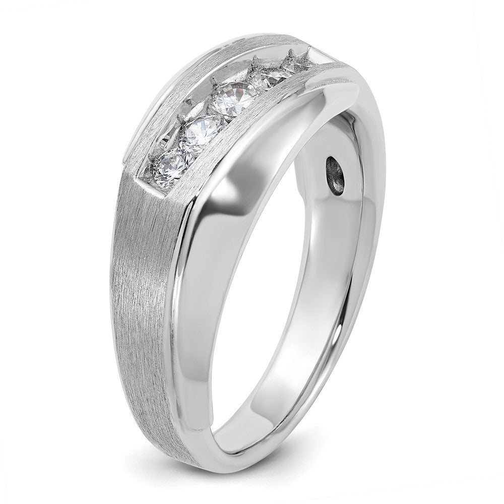 14K Weißgold Herren Ring, poliert und satiniert, mit 0,5K Diamanten, komplett besetzt