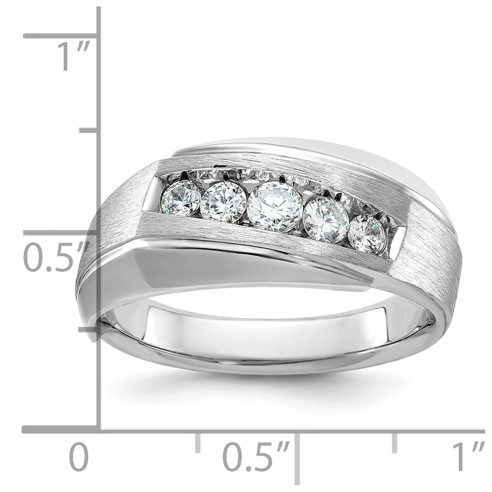 14K Weißgold Herren Ring, poliert und satiniert, mit 0,5K Diamanten, komplett besetzt