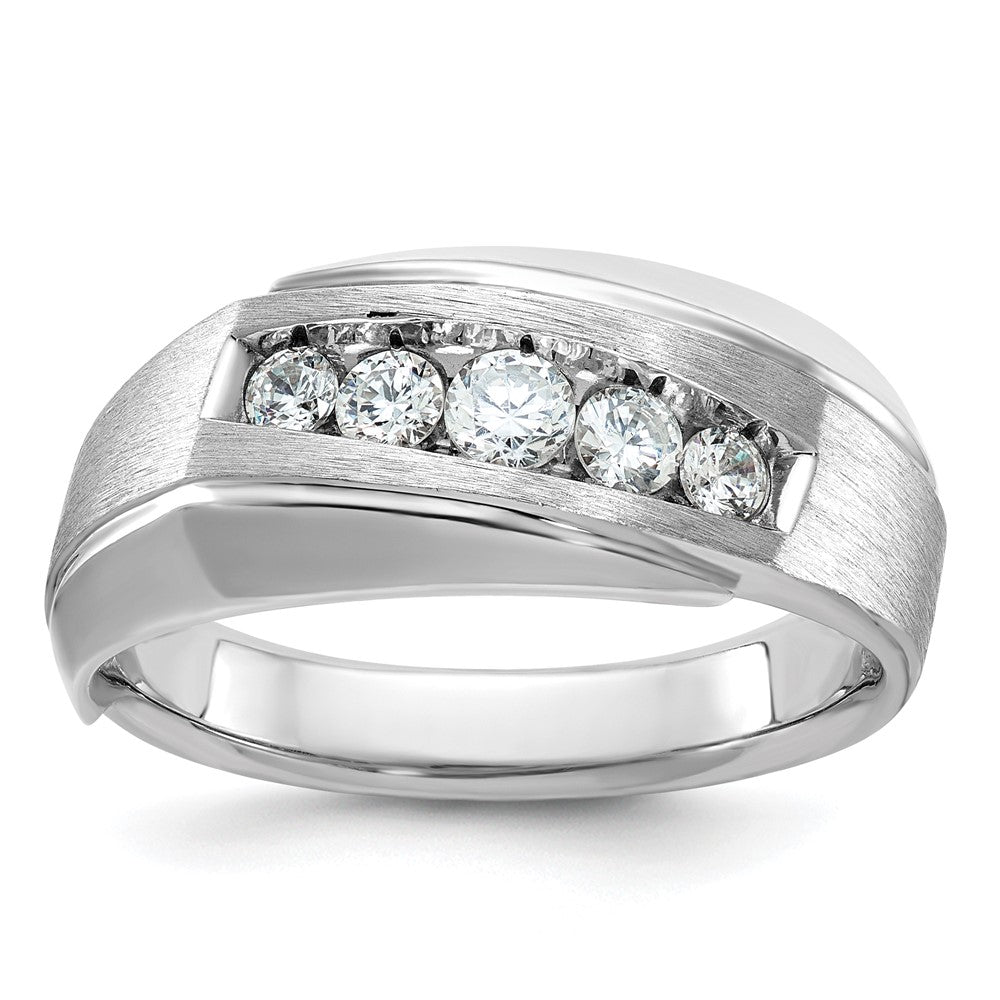 14K Weißgold Herren Ring, poliert und satiniert, mit 0,5K Diamanten, komplett besetzt