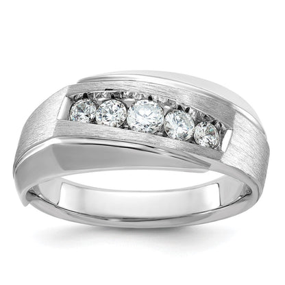 14K Weißgold Herren Ring, poliert und satiniert, mit 0,5K Diamanten, komplett besetzt