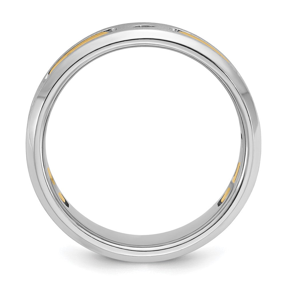 14K Bicolor Gold Herren-Ring, poliert und satiniert, mit 0,17K Diamanten, komplett besetzt