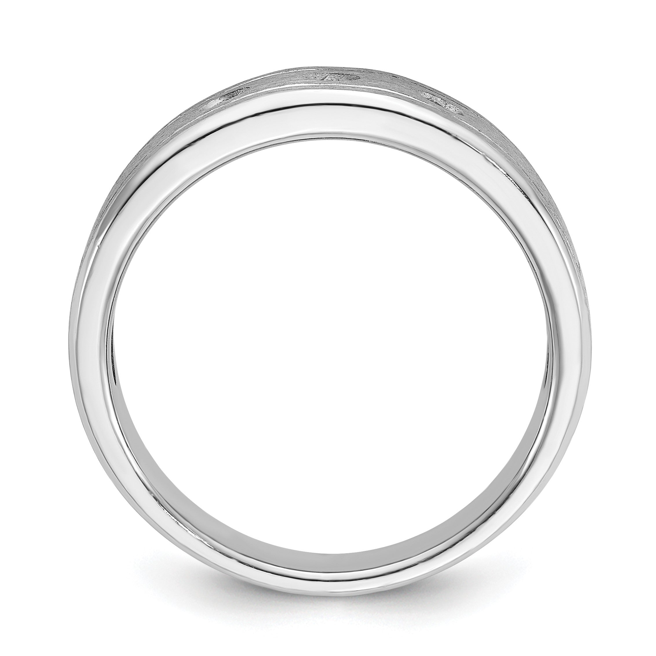 14K Weißgold Herren-Ring mit polierter, antikisierter und satinierter Oberfläche, 0,17 ct. Diamant, komplett besetzt