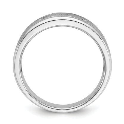 14K Weißgold Herren-Ring mit polierter, antikisierter und satinierter Oberfläche, 0,17 ct. Diamant, komplett besetzt