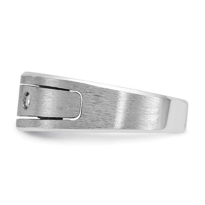 14K Weißgold Herren-Ring mit polierter, antikisierter und satinierter Oberfläche, 0,17 ct. Diamant, komplett besetzt