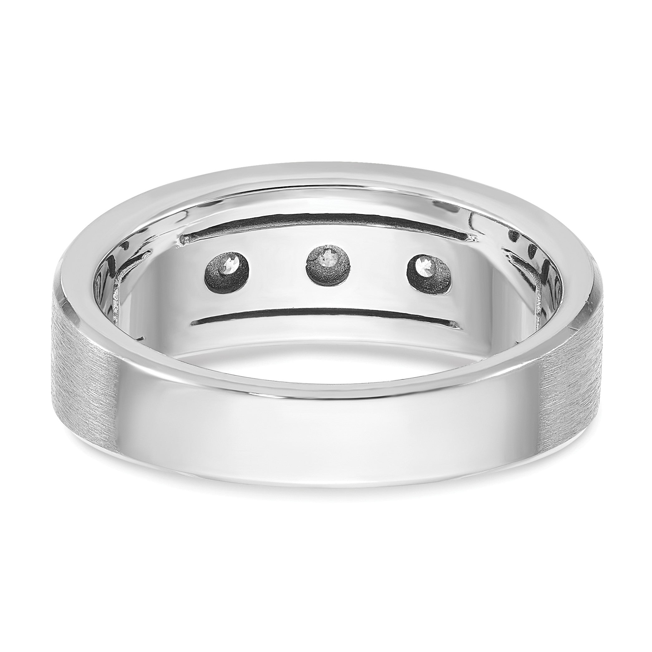 14K Weißgold Herren-Ring mit polierter, antikisierter und satinierter Oberfläche, 0,17 ct. Diamant, komplett besetzt