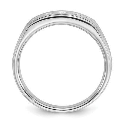 14K Weißgold Herren-Ring, poliert und satiniert, 0,25K Diamant, komplett