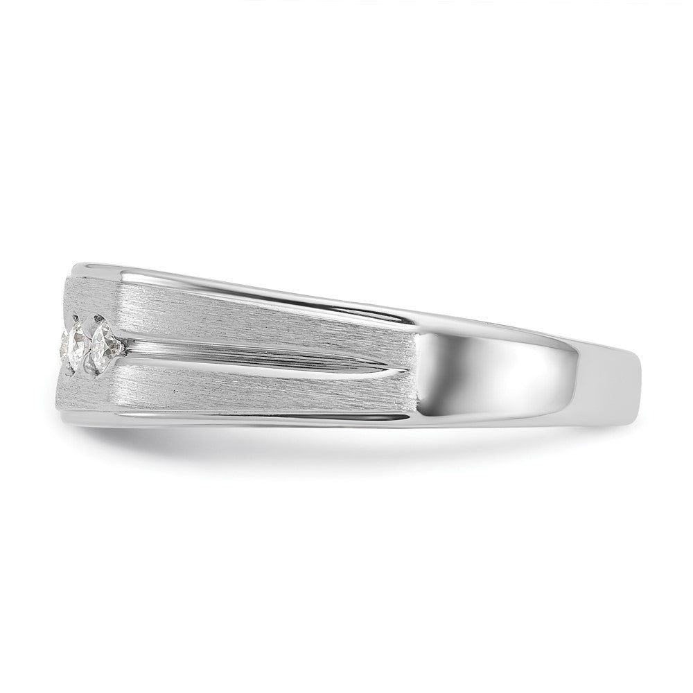 14K Weißgold Herren-Ring, poliert und satiniert, 0,25K Diamant, komplett