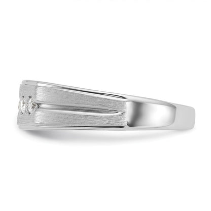 14K Weißgold Herren-Ring, poliert und satiniert, 0,25K Diamant, komplett