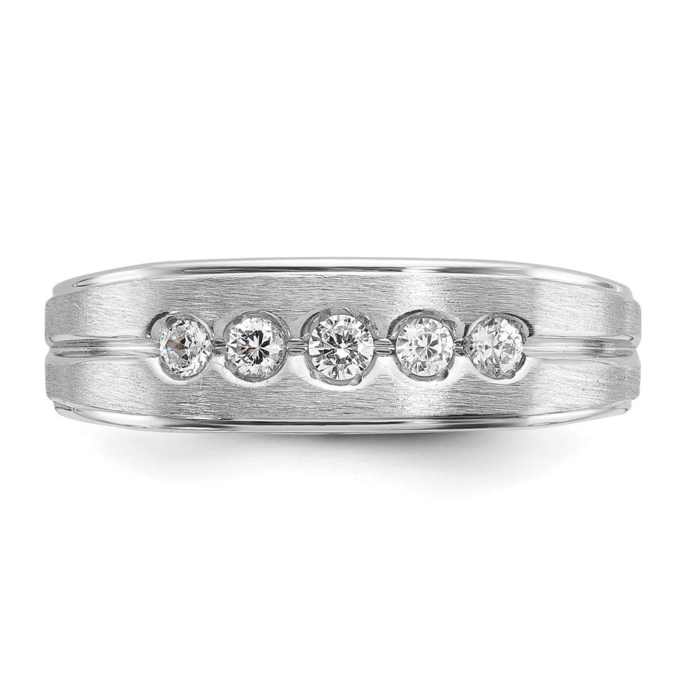 14K Weißgold Herren-Ring, poliert und satiniert, 0,25K Diamant, komplett
