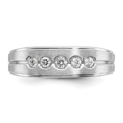14K Weißgold Herren-Ring, poliert und satiniert, 0,25K Diamant, komplett