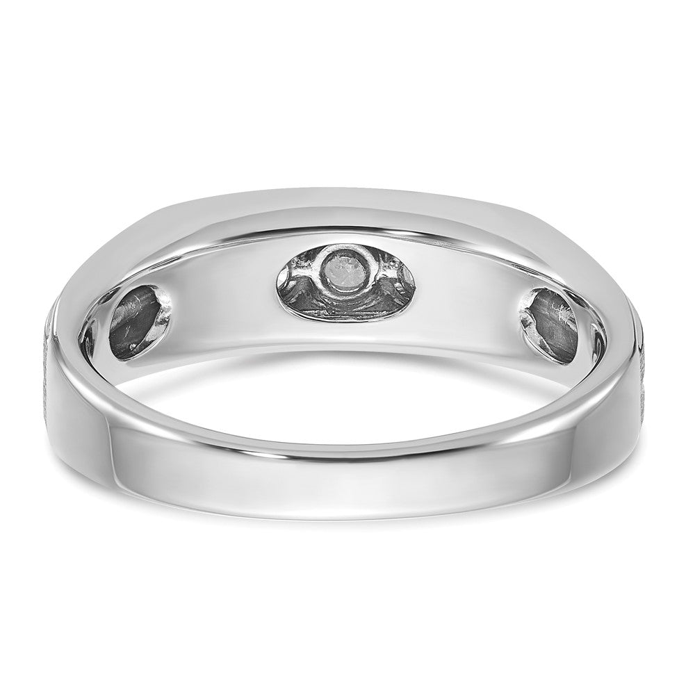14K Weißgold Herren-Ring, poliert und satiniert, 0,25K Diamant, komplett