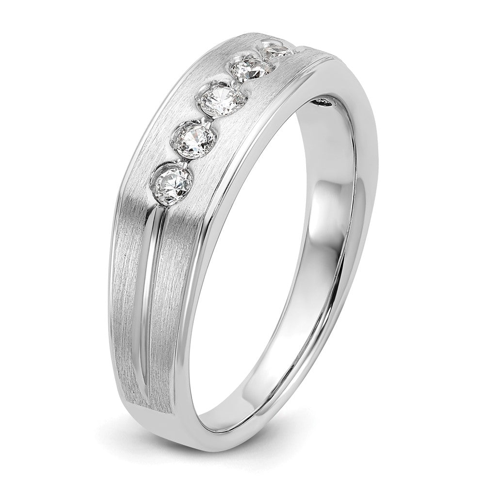 14K Weißgold Herren-Ring, poliert und satiniert, 0,25K Diamant, komplett