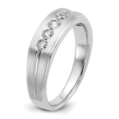 14K Weißgold Herren-Ring, poliert und satiniert, 0,25K Diamant, komplett