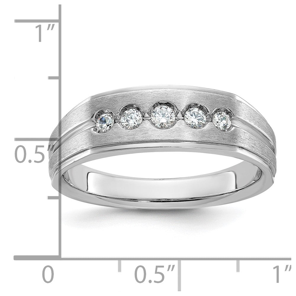 14K Weißgold Herren-Ring, poliert und satiniert, 0,25K Diamant, komplett