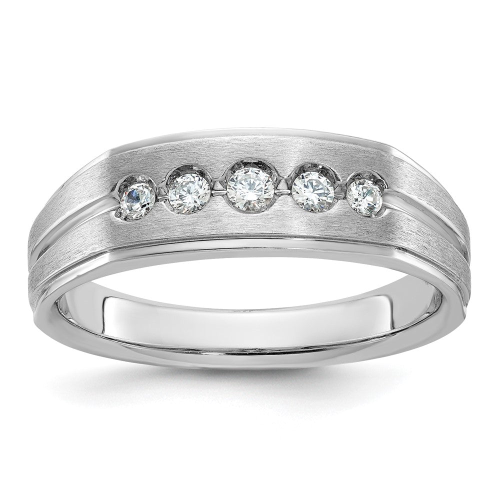 14K Weißgold Herren-Ring, poliert und satiniert, 0,25K Diamant, komplett
