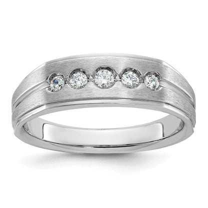 14K Weißgold Herren-Ring, poliert und satiniert, 0,25K Diamant, komplett