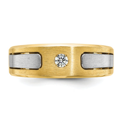 10K Bicolor Ibgoodman Herren Poliert und Satiniert Diamant Komplett Ring