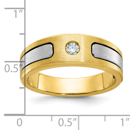10K Bicolor Ibgoodman Herren Poliert und Satiniert Diamant Komplett Ring