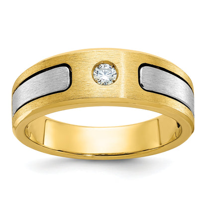 10K Bicolor Ibgoodman Herren Poliert und Satiniert Diamant Komplett Ring