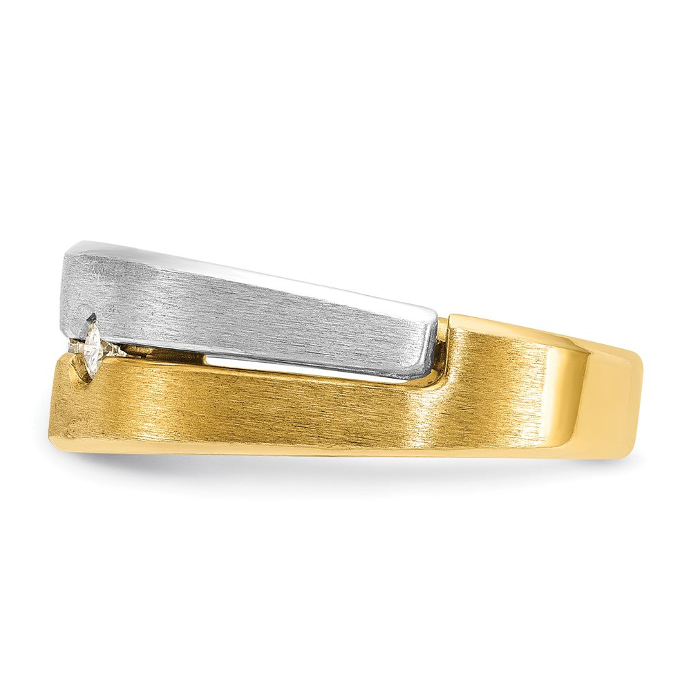 14K Bicolor-Gold Herren-Ring, poliert und satiniert, mit 0,25 ct. Diamant