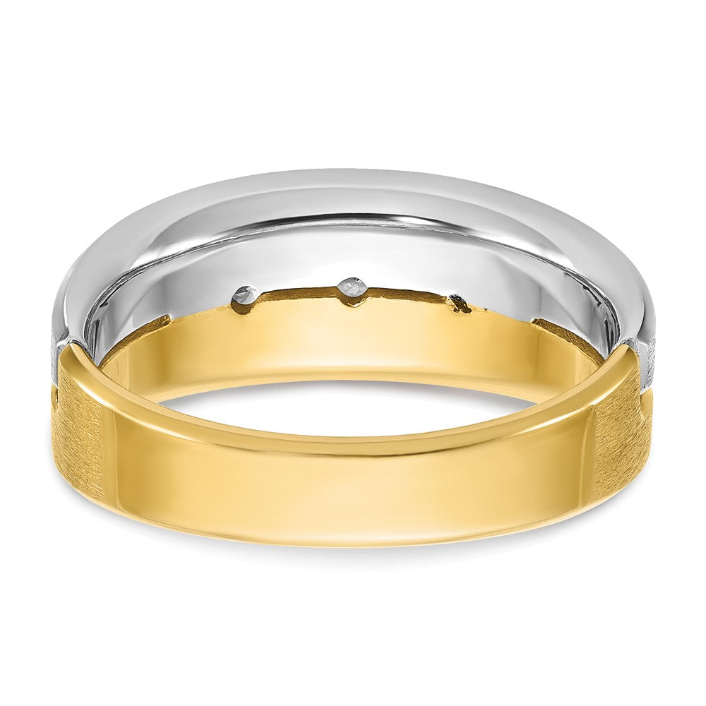 14K Bicolor-Gold Herren-Ring, poliert und satiniert, mit 0,25 ct. Diamant