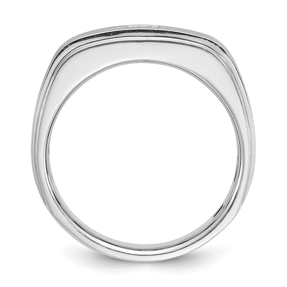 14K Weißgold Herren Ring, poliert und satiniert, mit 0,17 ct. Diamant