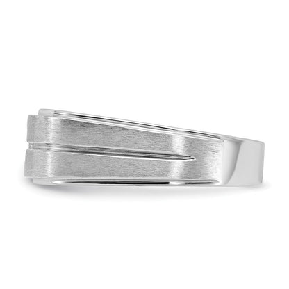 14K Weißgold Herren Ring, poliert und satiniert, mit 0,17 ct. Diamant