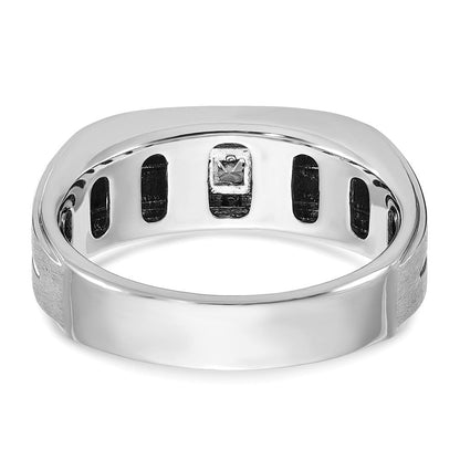 14K Weißgold Herren Ring, poliert und satiniert, mit 0,17 ct. Diamant