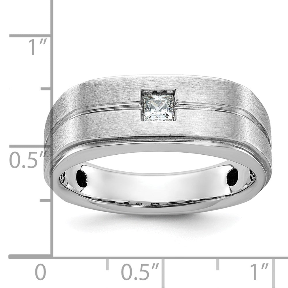 14K Weißgold Herren Ring, poliert und satiniert, mit 0,17 ct. Diamant