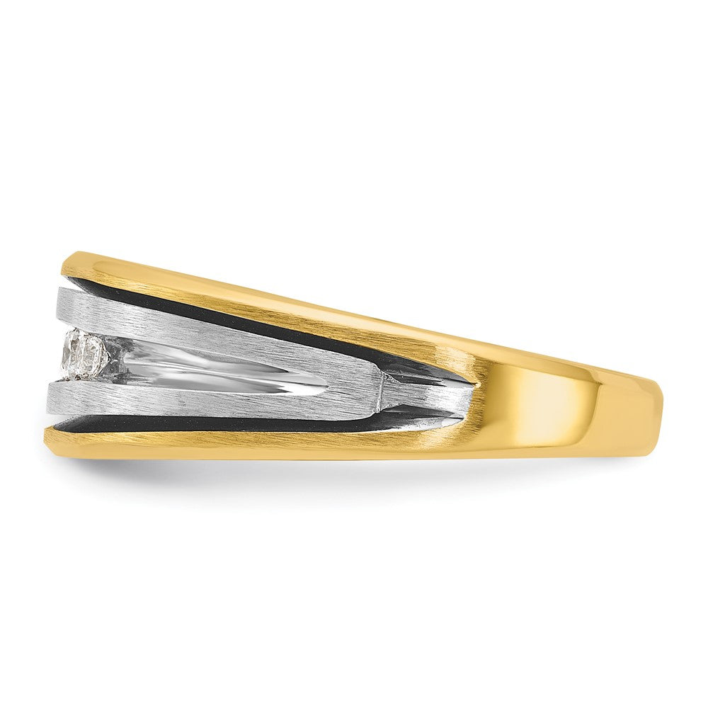 14K Zweifarbiges Gold mit Schwarzrhodinierung Herren-Ring mit 0,25K Diamanten, komplett besetzt