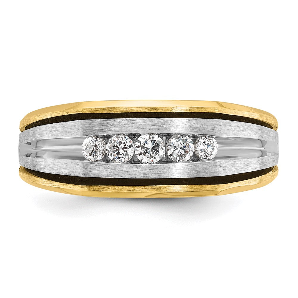 14K Zweifarbiges Gold mit Schwarzrhodinierung Herren-Ring mit 0,25K Diamanten, komplett besetzt