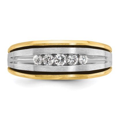 14K Zweifarbiges Gold mit Schwarzrhodinierung Herren-Ring mit 0,25K Diamanten, komplett besetzt