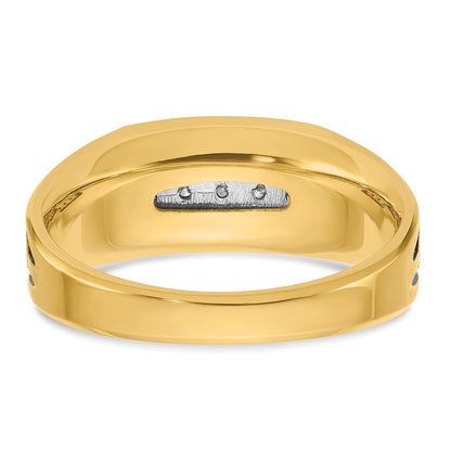 14K Zweifarbiges Gold mit Schwarzrhodinierung Herren-Ring mit 0,25K Diamanten, komplett besetzt