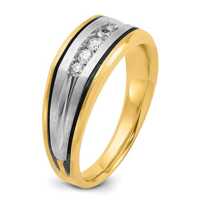 14K Zweifarbiges Gold mit Schwarzrhodinierung Herren-Ring mit 0,25K Diamanten, komplett besetzt